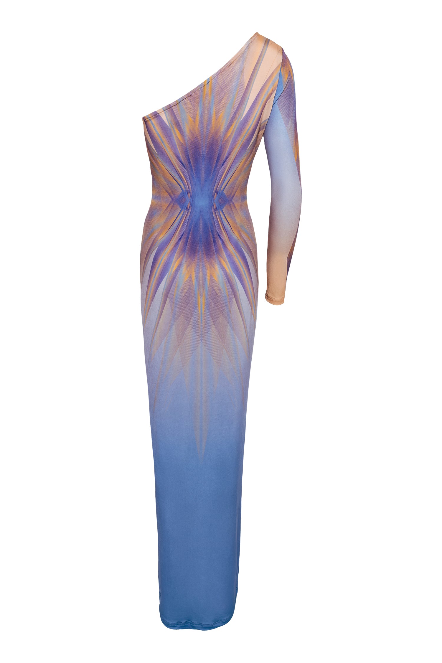 Blue Multicolour One Shoulder Maxi Dress