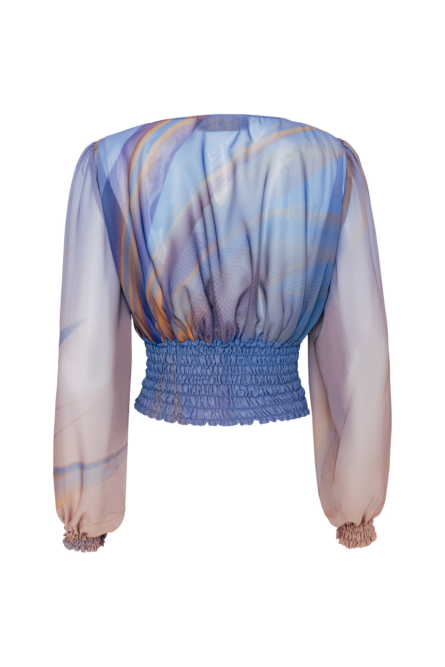 Blue Multicolour Puff Long Sleeve Top