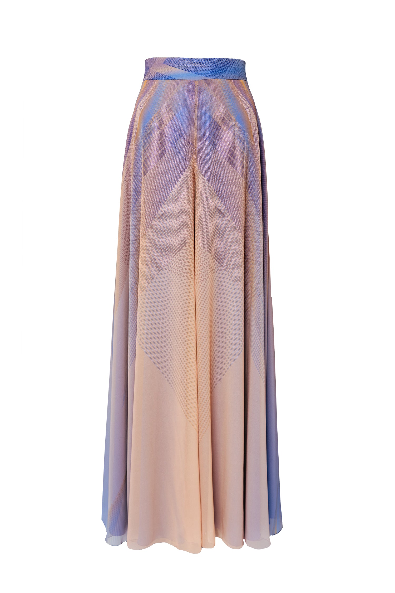 Blue Peach Chiffon Wide Leg Trousers