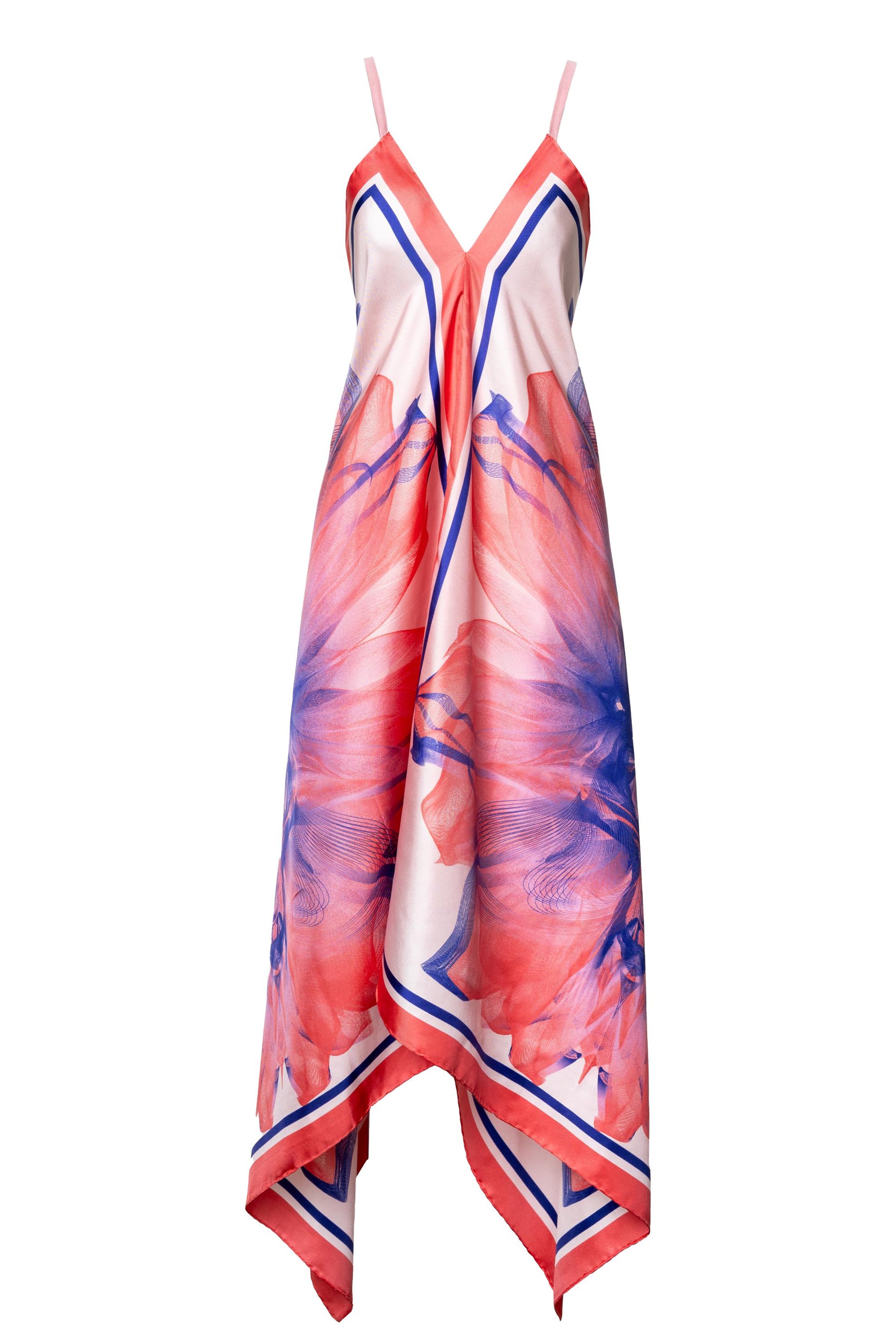 Blue Red Silk Candy Sunset Scarf Dress – Belma Tvico