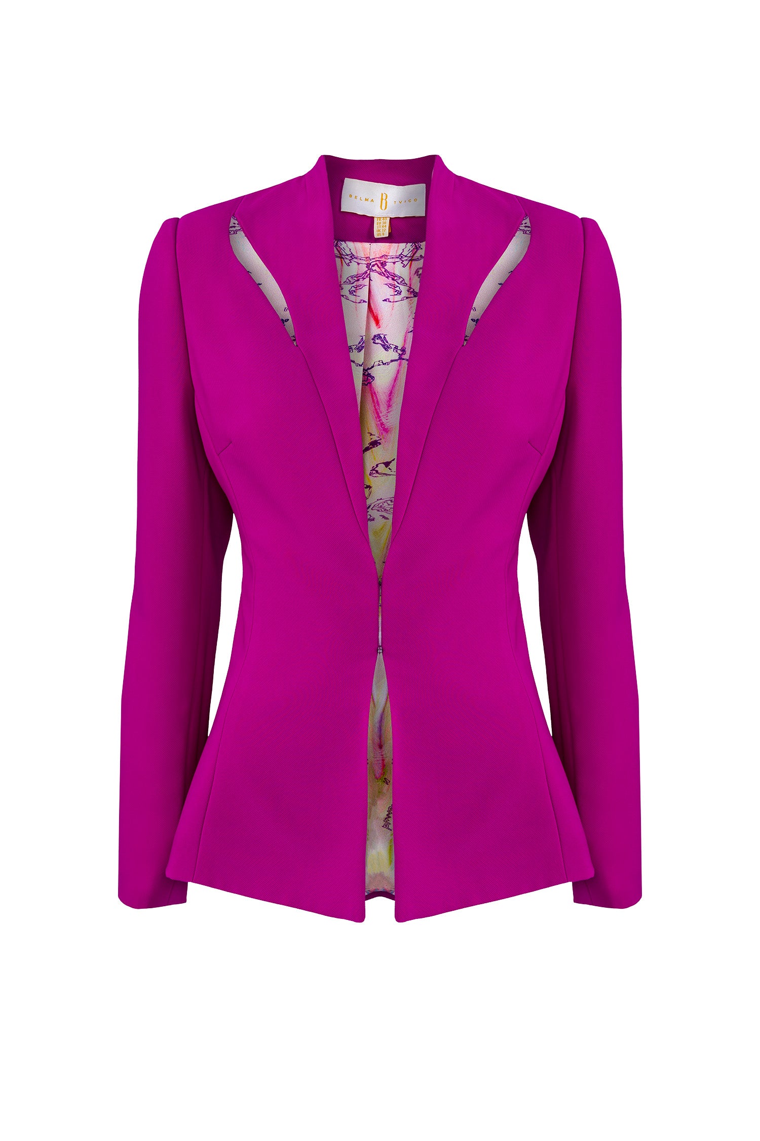 Blue Scarf Cut Out Cinched Blazer