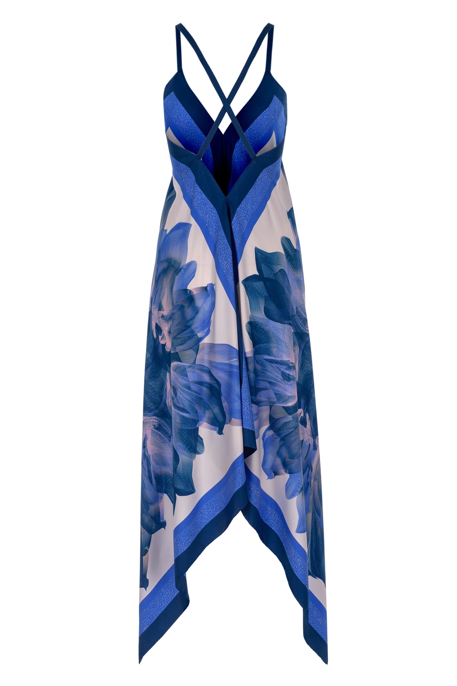 Blue White Silk Nile Scarf Dress