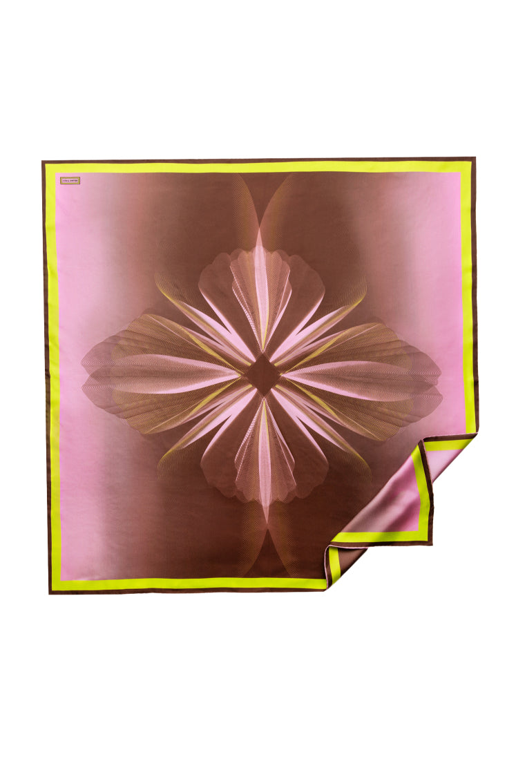 Brown Pink Yellow Aelia Silk Scarf