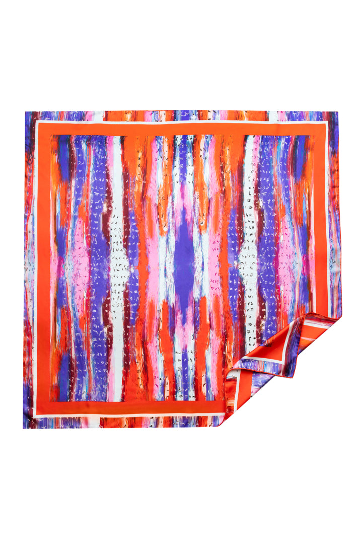 Crimson Violet Mauve Bosančica Printed Silk Scarf