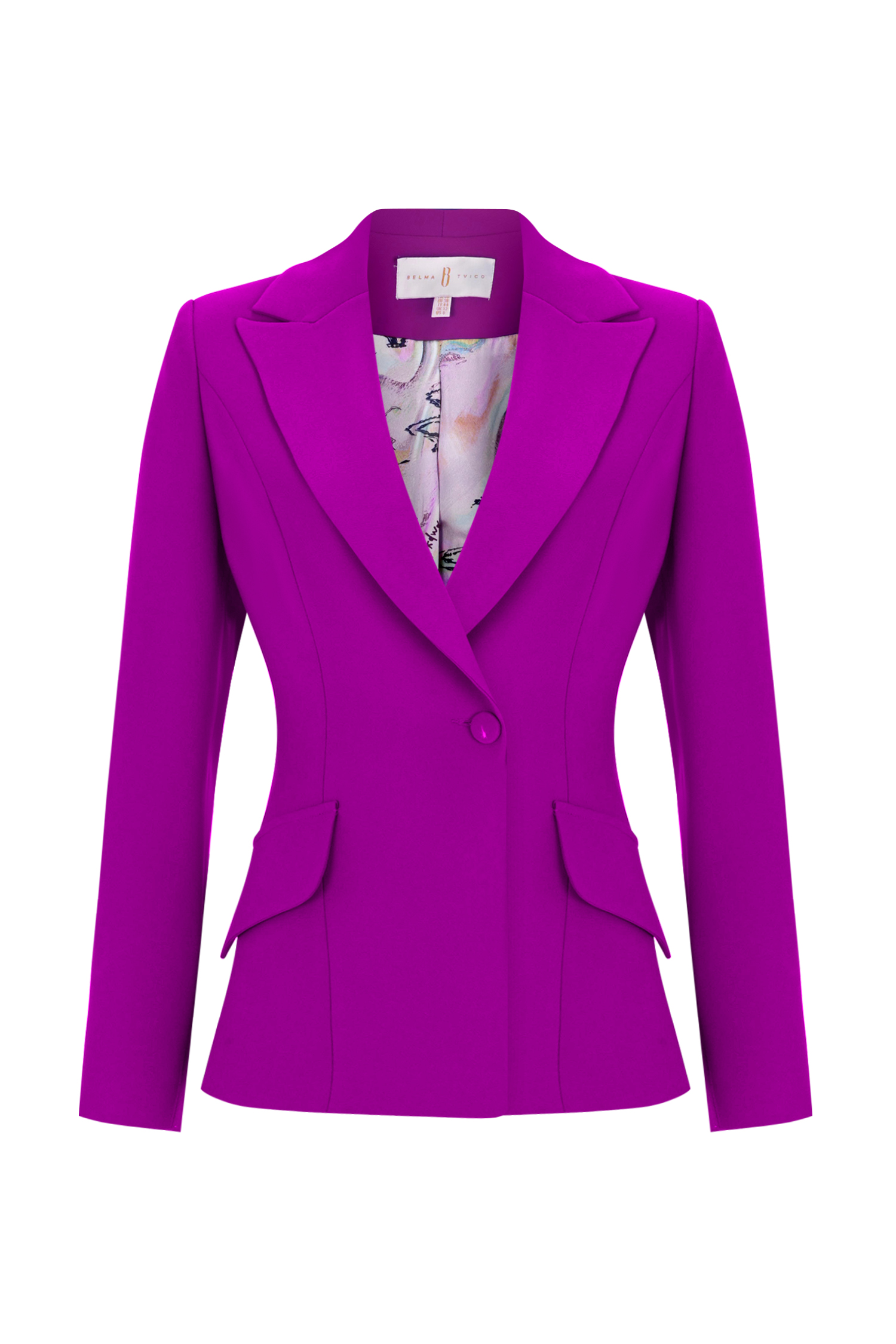 Fuchsia Crepe V-neckline Suit