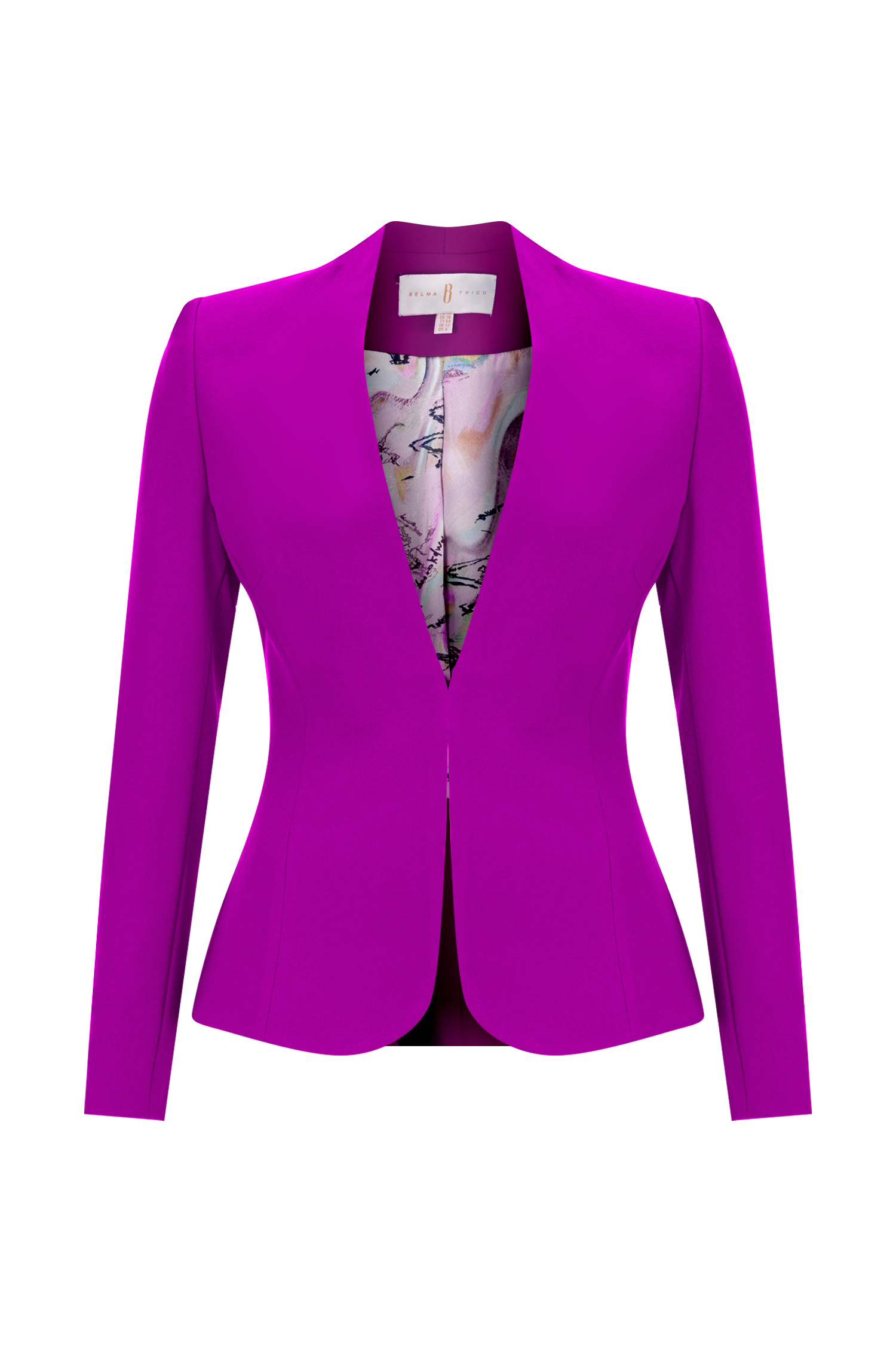 Fuchsia Hip Length Cinched Blazer Suit