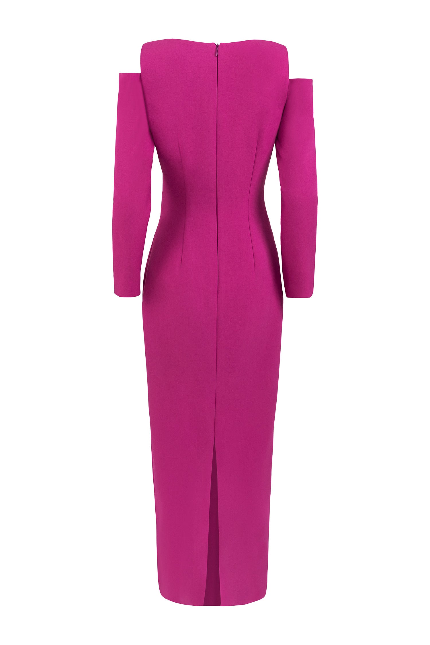 Fuchsia Maxi Fitted Crepe Dress