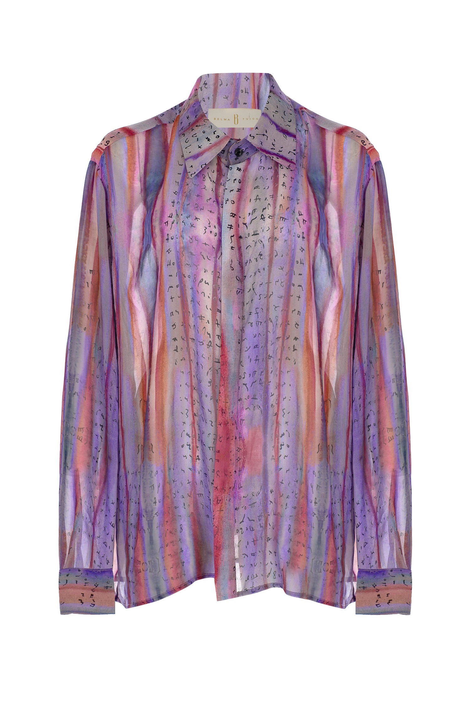 Multicolor Hande Erçel Custom Print Chiffon Shirt