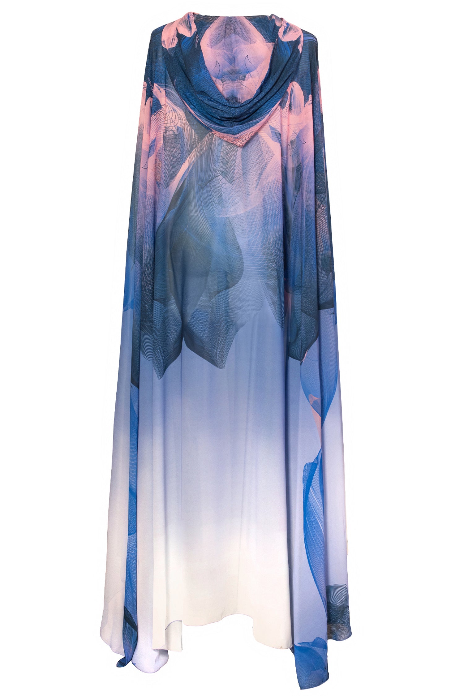 Multicolor Printed Chiffon Nile Abaya Cape