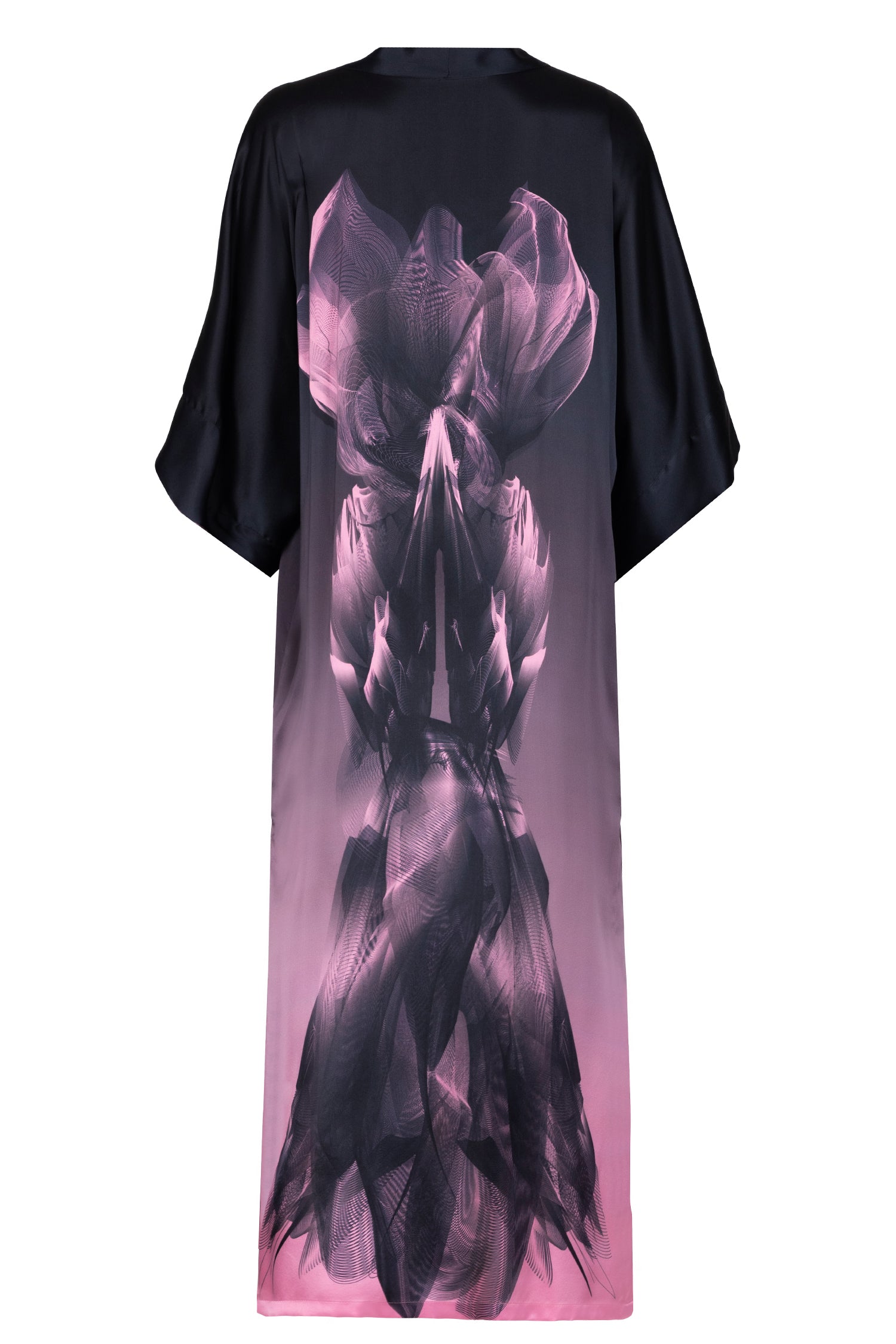 Navy Pink Twilight Kimono Silk Dress