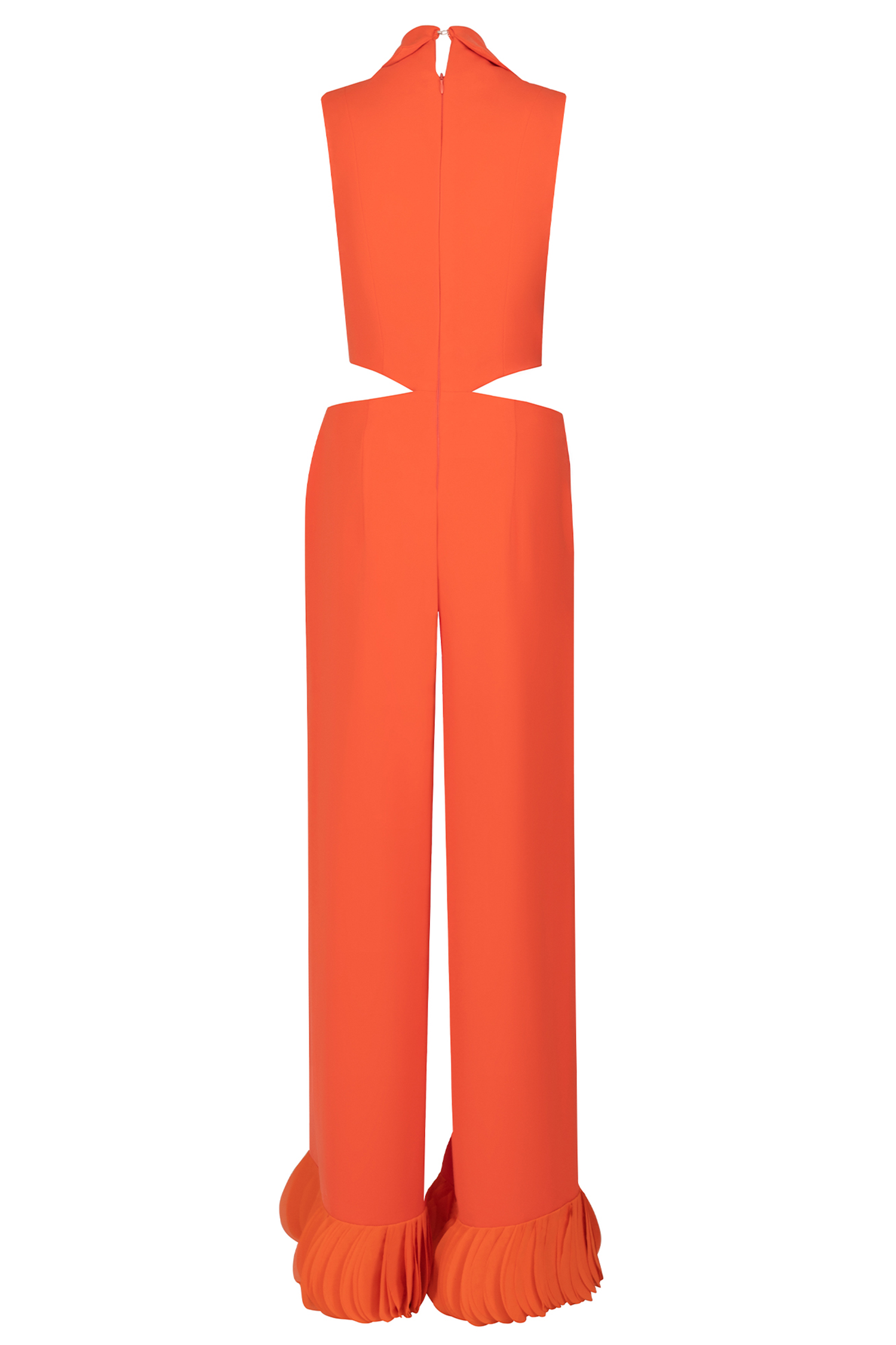 Orange Crepe Cutout Jumpsuit