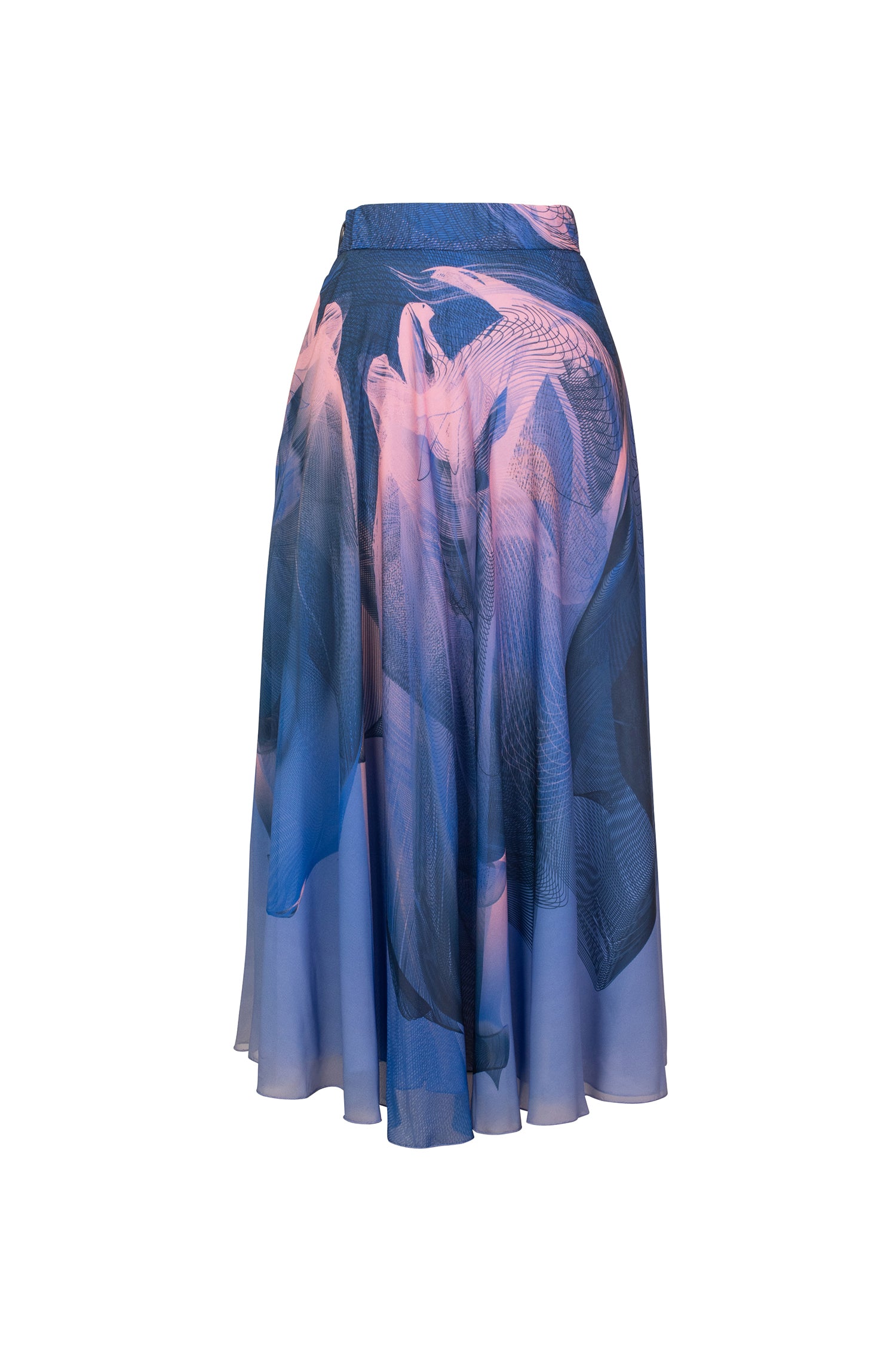 Pastel Blue Nile Custom Print Chiffon Skirt