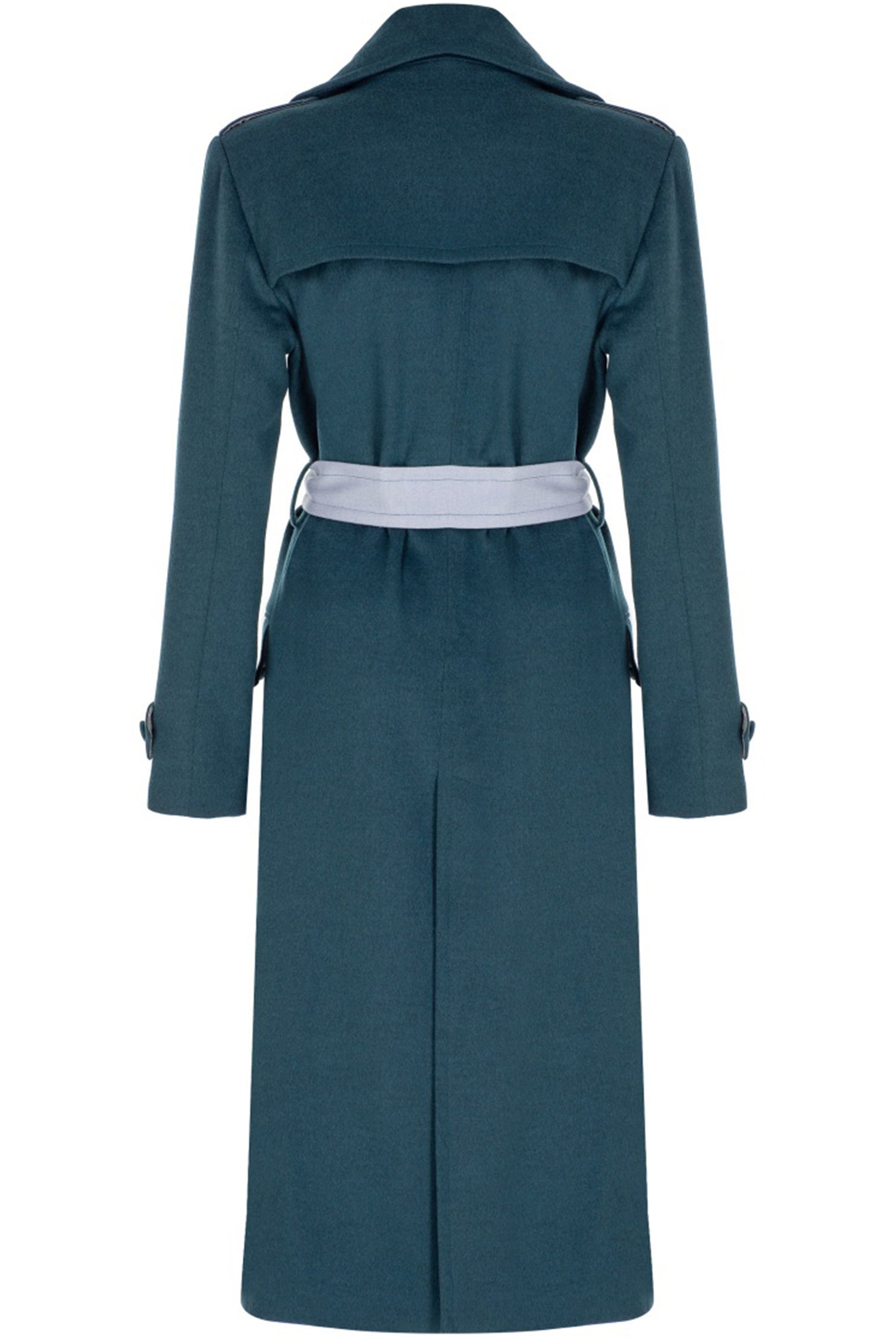 Petrol Blue Wool Blend Two Sided Statement Coat