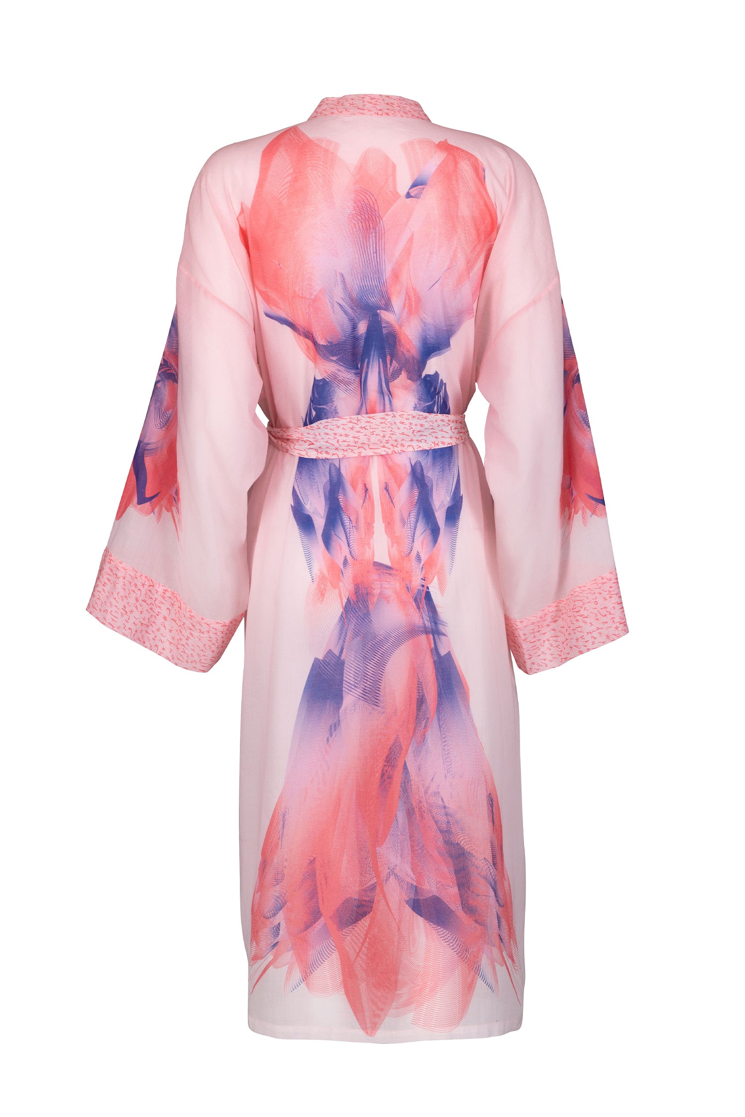 Pink Blue Candy Sunset Kimono Cotton Silk Dress