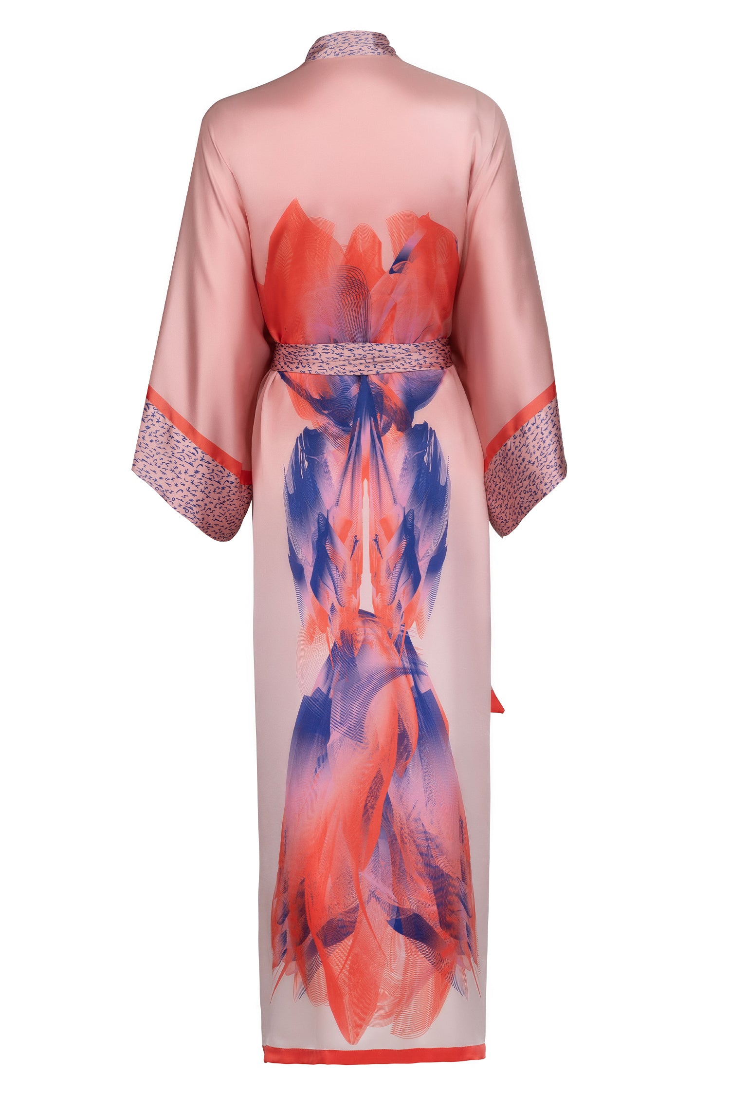 Pink Blue Candy Sunset Kimono Silk Dress