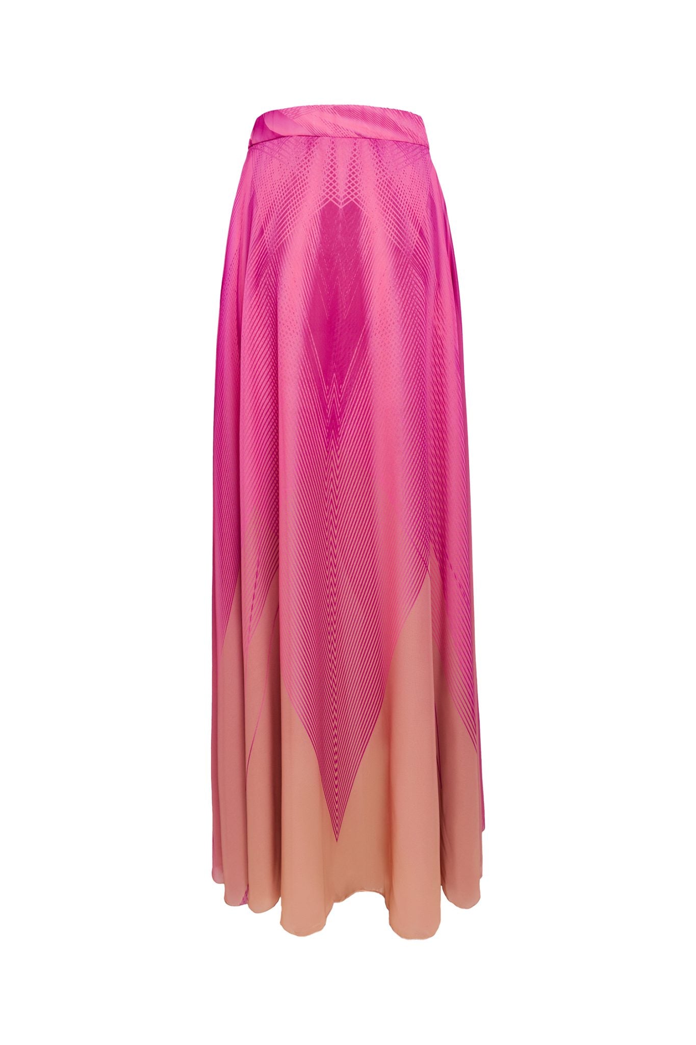 Pink Flowing Custom Print Chiffon Skirt