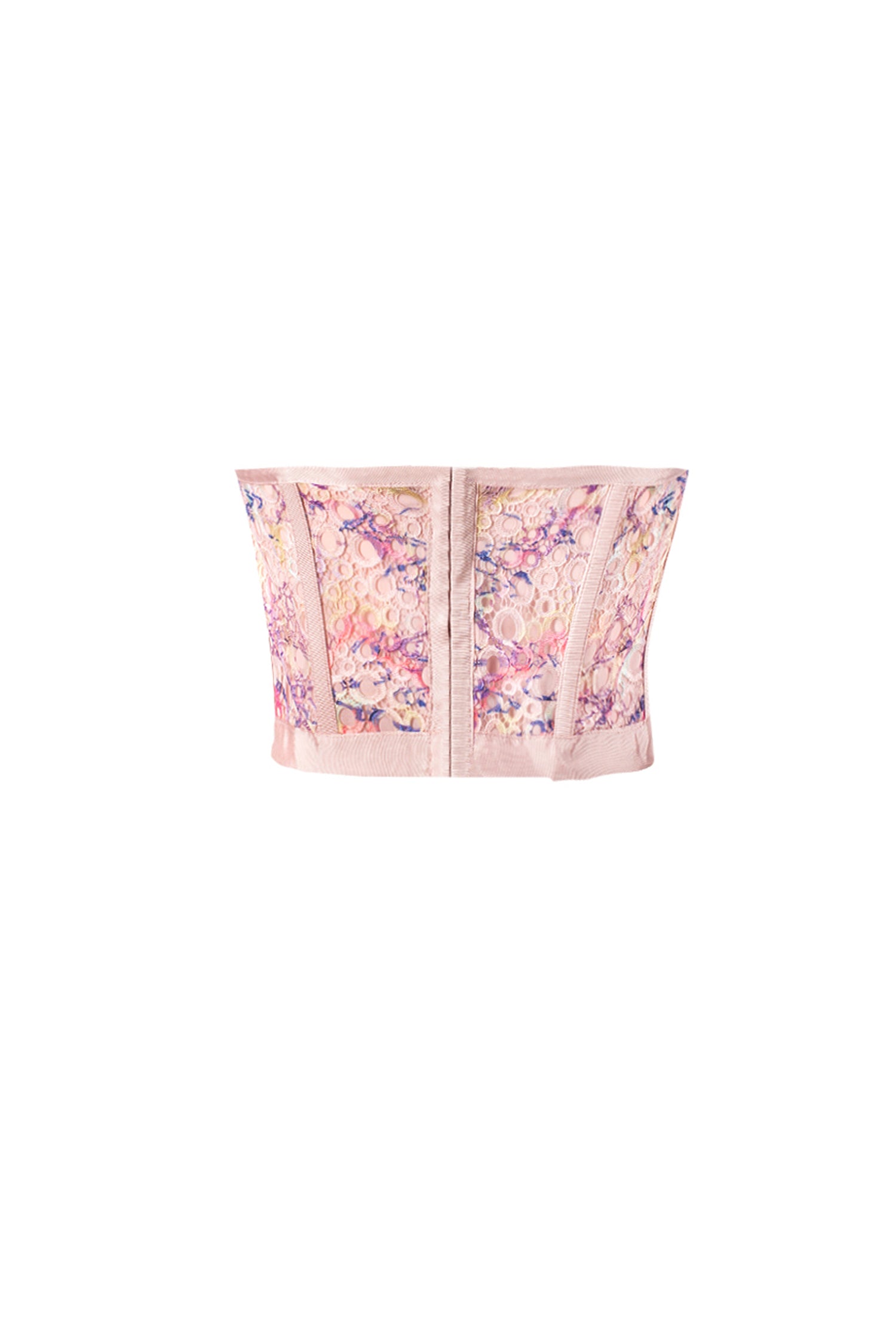 Pink Multicolor Laced Cinched Corset