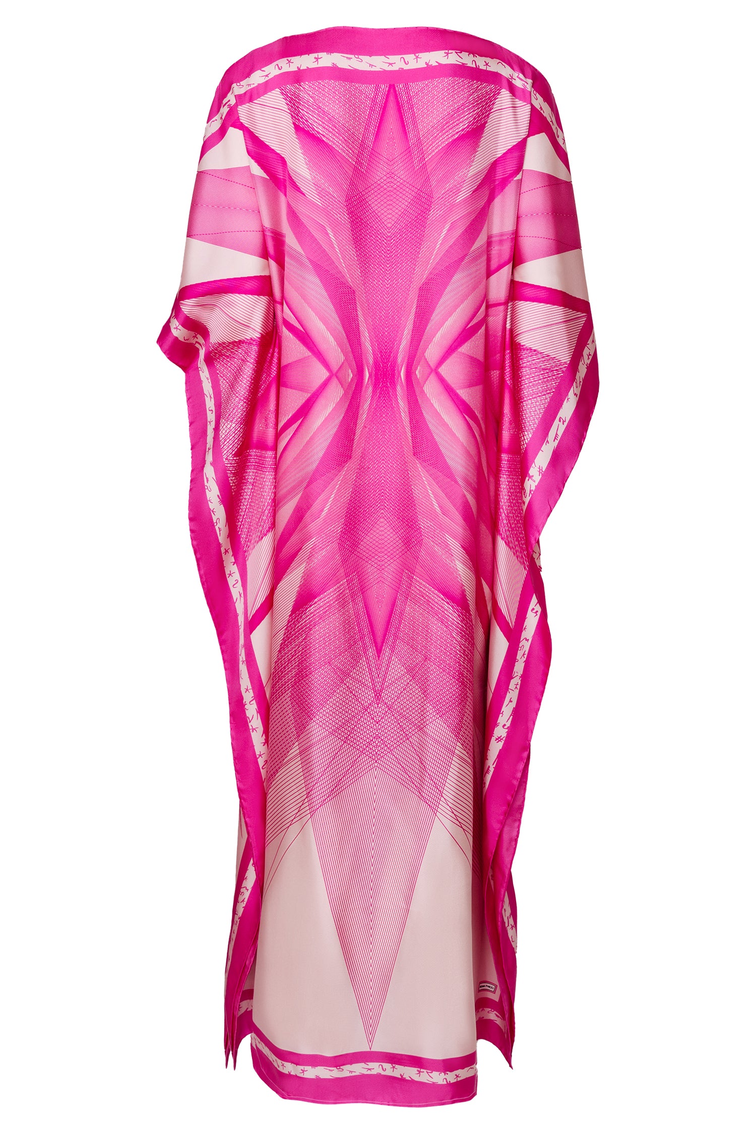 Pink Silk Pictoris Print Kaftan Dress