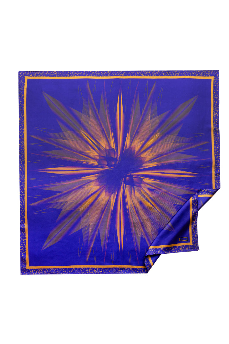 Purple Gold Ariel Printed Silk Scarf