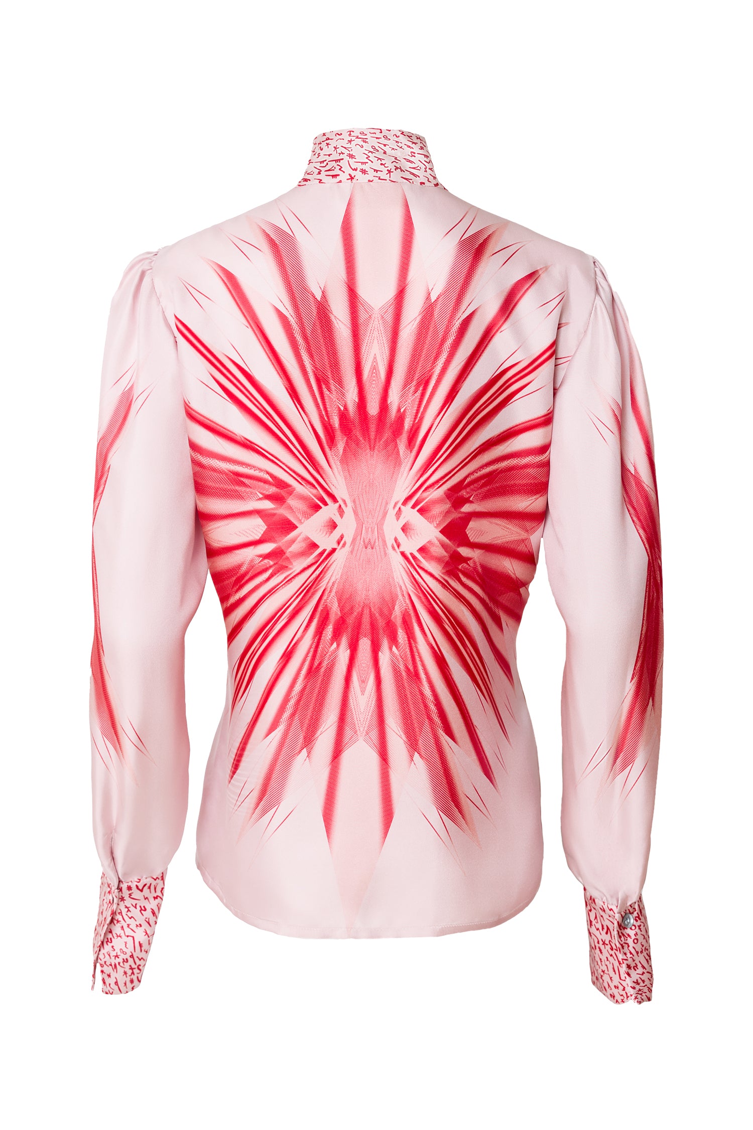 Red Pink Custom Design Print Silk Shirt