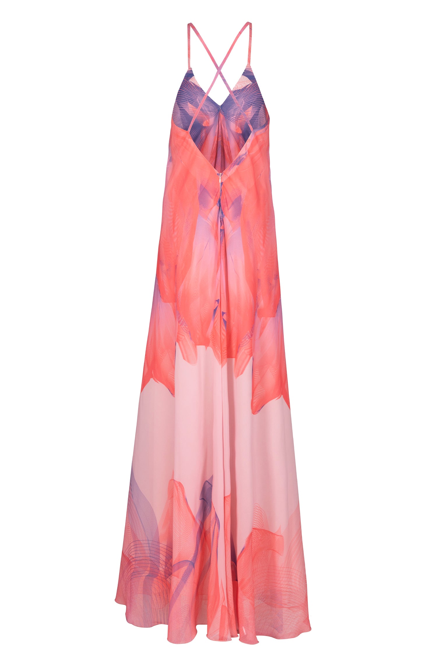 Red Purple Chiffon Candy Sunset Slip Dress