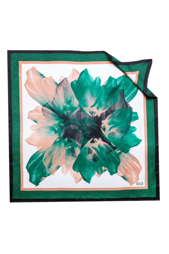 Green Nude Pink Una Printed Silk Scarf